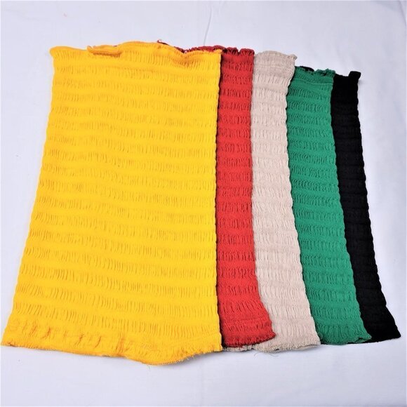 YELLOW Smocked Strapless Stretchy Waist Length Tube Top - One Size - NEW - Picture 6 of 7